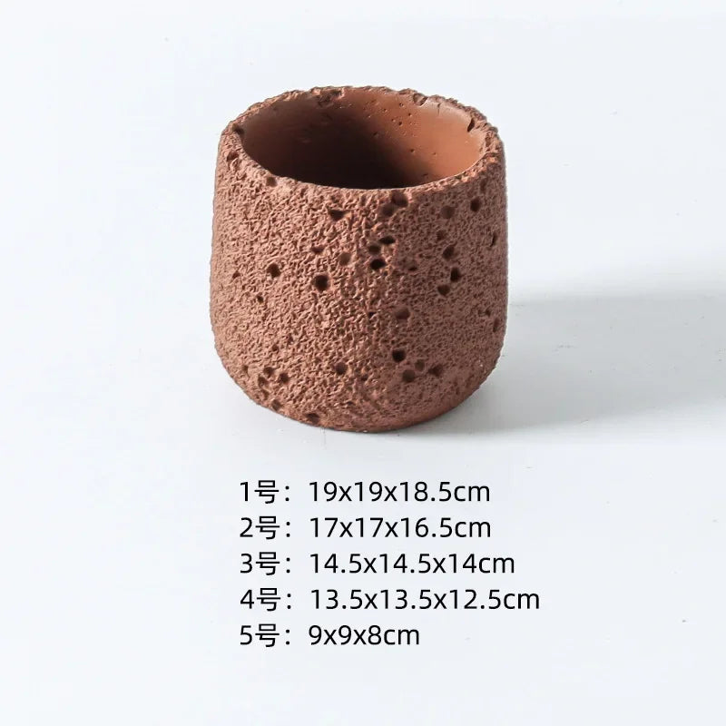 Nordic Cement Flowerpot – Volcanic Stone Look