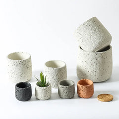 Nordic Cement Flowerpot – Volcanic Stone Look