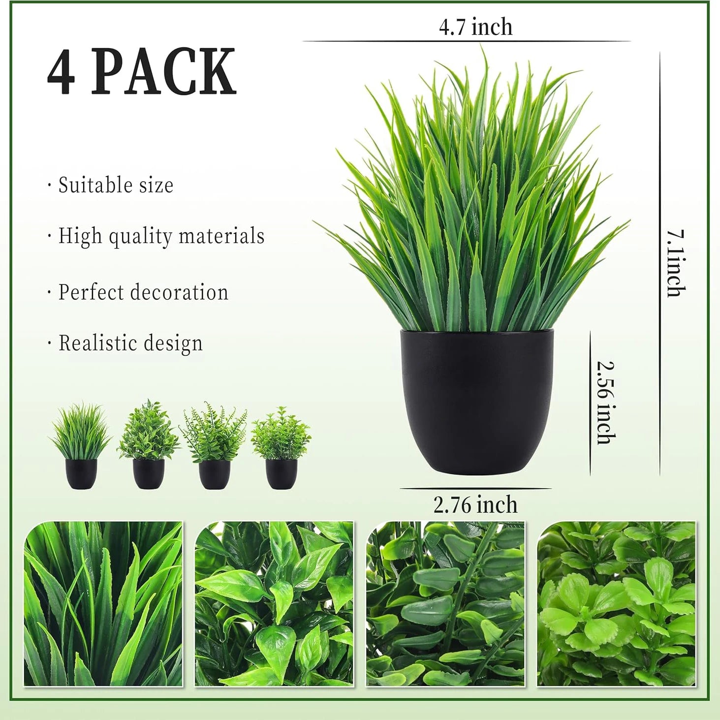 Set of 4 Small Faux Plants