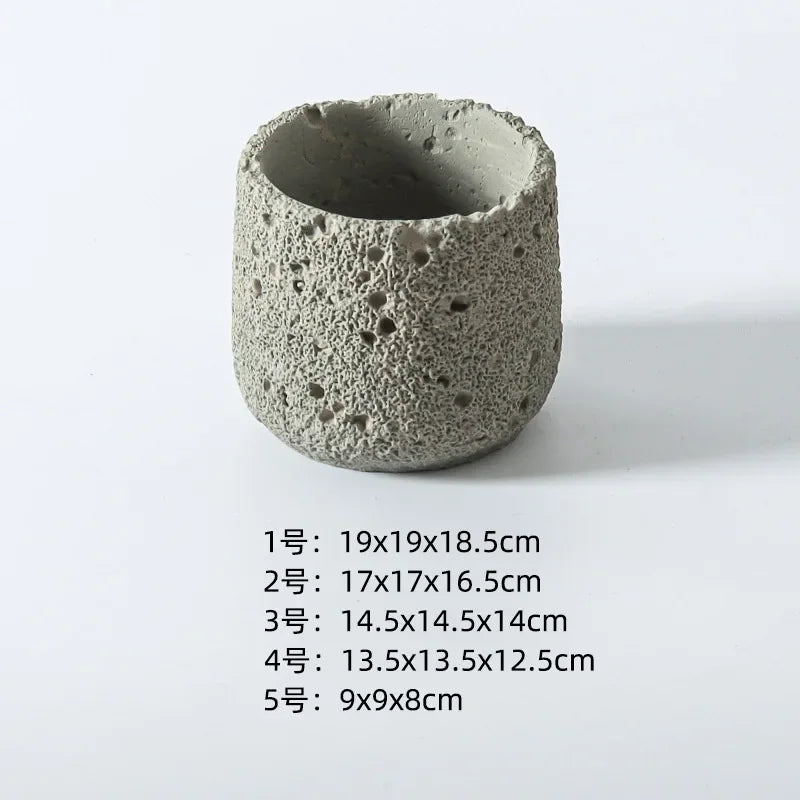 Nordic Cement Flowerpot – Volcanic Stone Look
