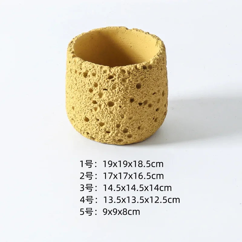 Nordic Cement Flowerpot – Volcanic Stone Look