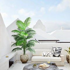 Tropical Palm Tree with Monstera Leaves – 120 cm