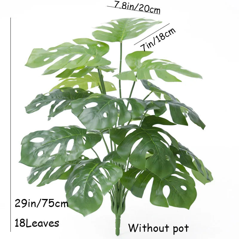 Tropical Palm Tree with Monstera Leaves – 120 cm
