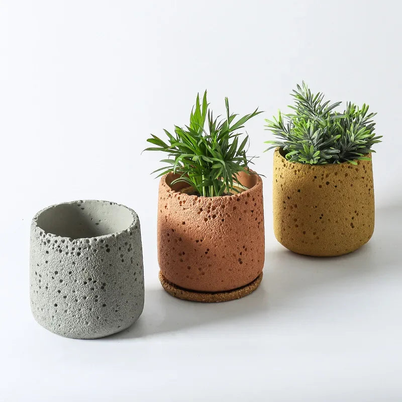 Nordic Cement Flowerpot – Volcanic Stone Look