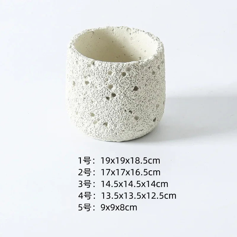 Nordic Cement Flowerpot – Volcanic Stone Look