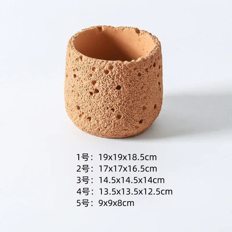 Nordic Cement Flowerpot – Volcanic Stone Look