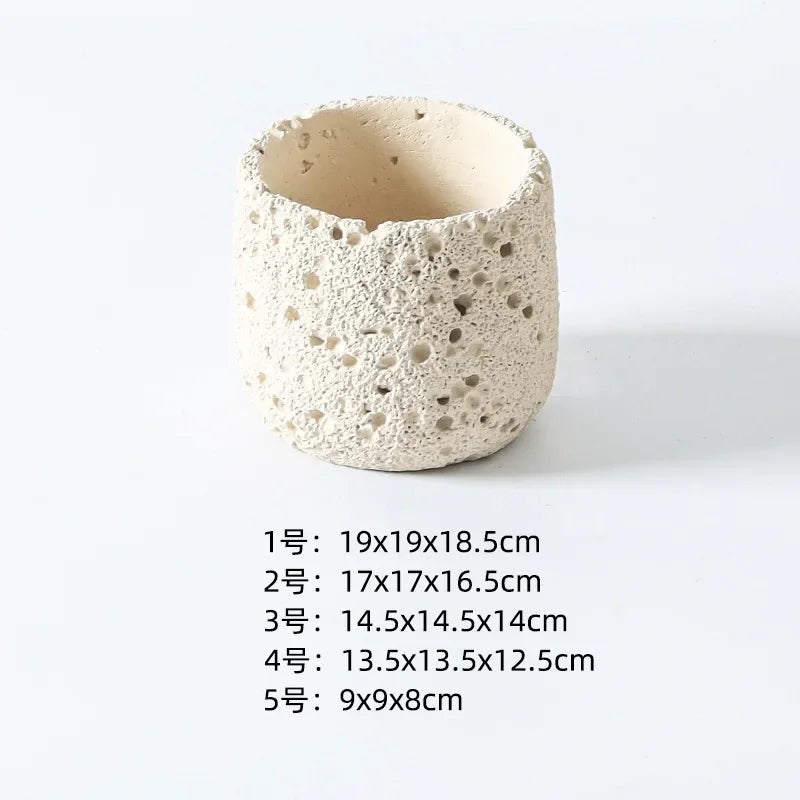 Nordic Cement Flowerpot – Volcanic Stone Look