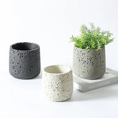 Nordic Cement Flowerpot – Volcanic Stone Look