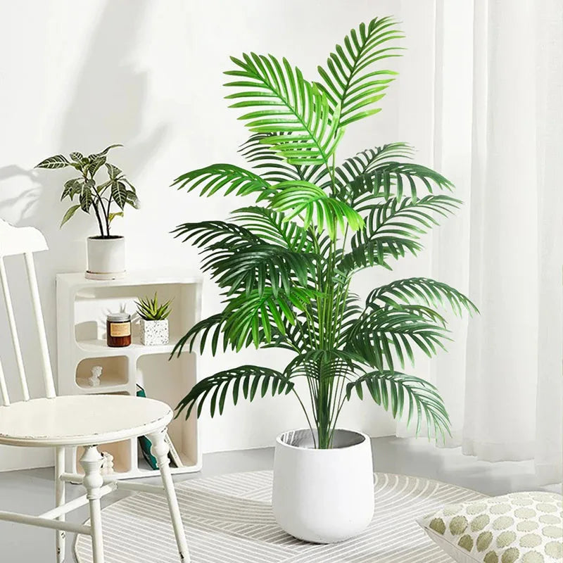 Tropical Palm Tree with Monstera Leaves – 120 cm