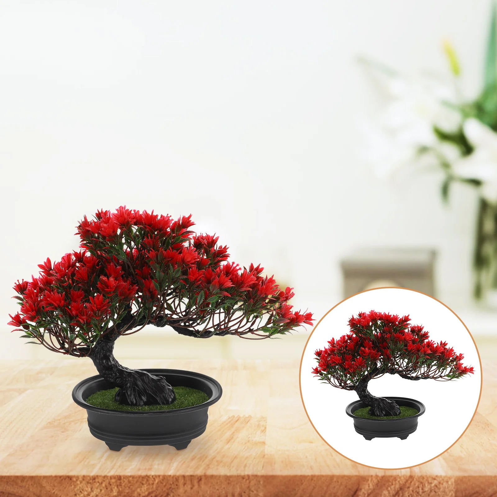 Artificial Plant Potted Bonsai Green Small Tree Plants Ornaments Realistic Everlasting Plastic Lifelike Potted home Flower Decor