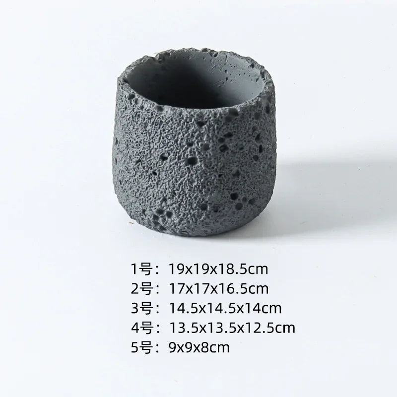 Nordic Cement Flowerpot – Volcanic Stone Look